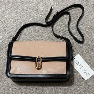 Jules Kae Stylish Black and Tan Crossbody Bag